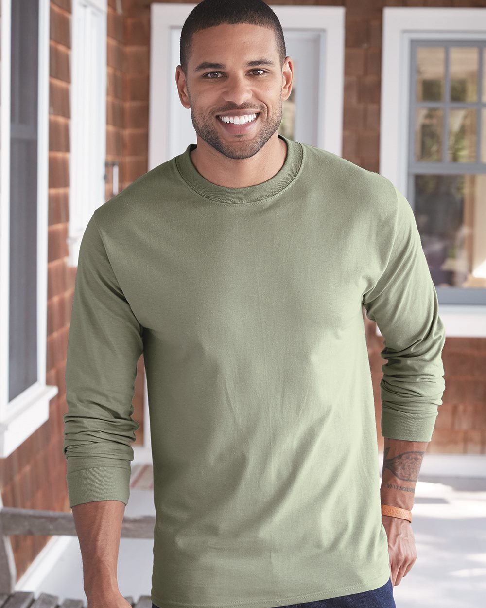Hanes Beefy T 100 Cotton Long Sleeve T Shirt 5186 • Fitness Wear