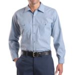 CornerStone - Long Sleeve Striped Industrial Work Shirt.  CS10