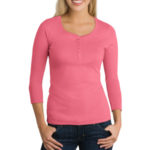DISCONTINUED District Threads - Juniors 3/4-Sleeve Perfect Weight Scoop Henley. DT213