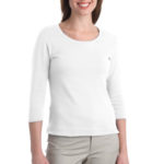 Port Authority - Ladies Modern Stretch Cotton 3/4-Sleeve Scoop Neck Shirt. L517